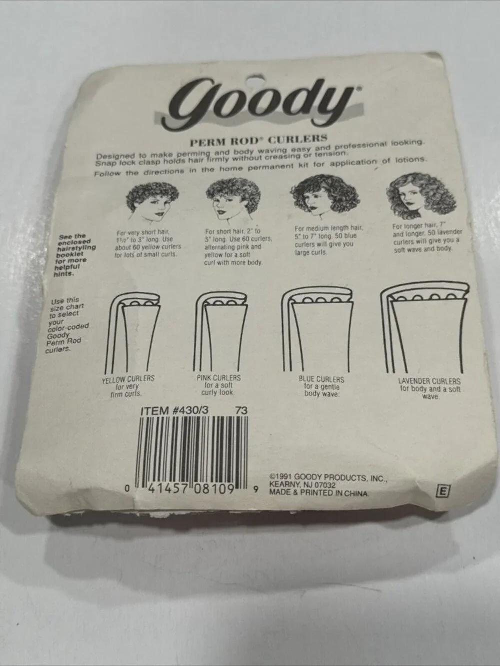 1991 Goody 12 Pink Perm-Rod Medium Curlers Curly Look New HG5